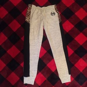 Pink oatmeal cheetah joggers